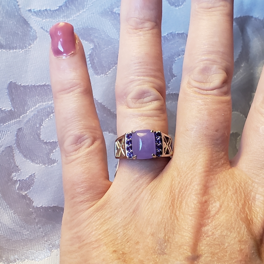 SOLD Pacific Purple Jade ring Sterling Silver - Picture 5 of 7